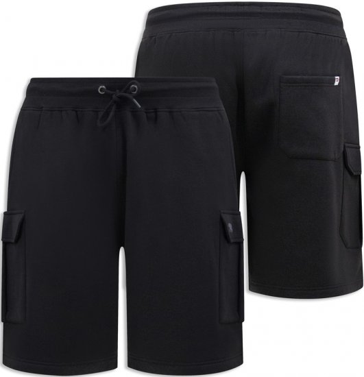 D555 Wigan 2 Elasticated Waist Fleece Cargo Shorts Black - Jogginghosen für herren - Jogginghosen für Herren in großen Größen