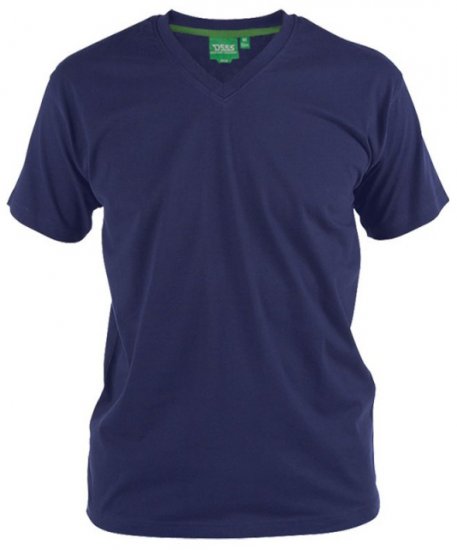 D555 Signature V-Ausschnitt T-shirt Dunkelblau - Herren-T-Shirts in großen Größen - Herren-T-Shirts in großen Größen
