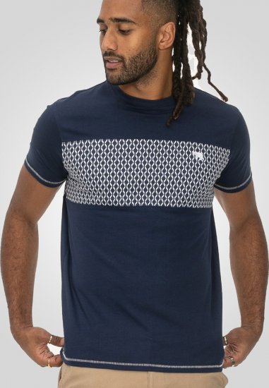 D555 Swansea Cut And Sew Crew Neck T-Shirt Navy - Herren-T-shirts - Herren-T-Shirts in großen Größen