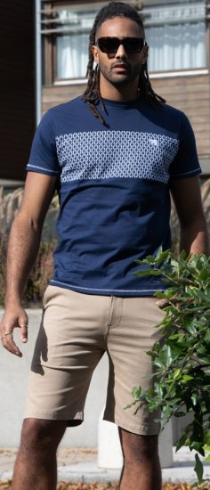 D555 Swansea Cut And Sew Crew Neck T-Shirt Navy - Herren-T-shirts - Herren-T-Shirts in großen Größen