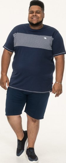 D555 Swansea Cut And Sew Crew Neck T-Shirt Navy - Herren-T-shirts - Herren-T-Shirts in großen Größen