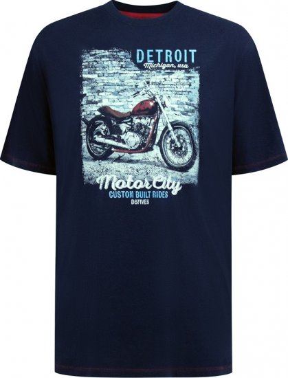 D555 Knowle Detroit Motor Bike Printed Crew Neck T-Shirt Navy - Herren-T-shirts - Herren-T-Shirts in großen Größen