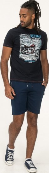 D555 Knowle Detroit Motor Bike Printed Crew Neck T-Shirt Navy - Herren-T-shirts - Herren-T-Shirts in großen Größen