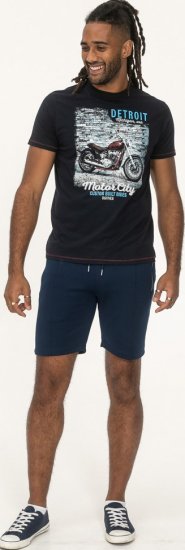 D555 Knowle Detroit Motor Bike Printed Crew Neck T-Shirt Navy - Herren-T-shirts - Herren-T-Shirts in großen Größen