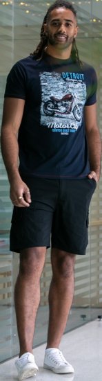 D555 Knowle Detroit Motor Bike Printed Crew Neck T-Shirt Navy - Herren-T-shirts - Herren-T-Shirts in großen Größen