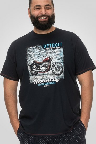 D555 Knowle Detroit Motor Bike Printed Crew Neck T-Shirt Navy - Herren-T-shirts - Herren-T-Shirts in großen Größen