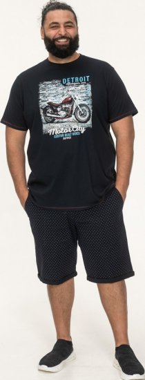 D555 Knowle Detroit Motor Bike Printed Crew Neck T-Shirt Navy - Herren-T-shirts - Herren-T-Shirts in großen Größen