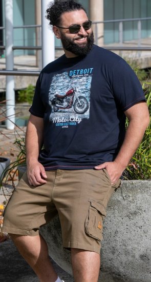 D555 Knowle Detroit Motor Bike Printed Crew Neck T-Shirt Navy - Herren-T-shirts - Herren-T-Shirts in großen Größen