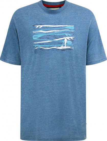 D555 Cardiff Surfer And Waves Printed Crew Neck T-shirt Denim Marl - Herren-T-shirts - Herren-T-Shirts in großen Größen