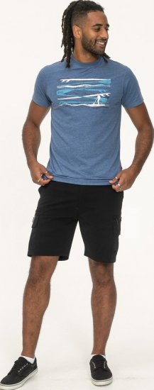 D555 Cardiff Surfer And Waves Printed Crew Neck T-shirt Denim Marl - Herren-T-shirts - Herren-T-Shirts in großen Größen