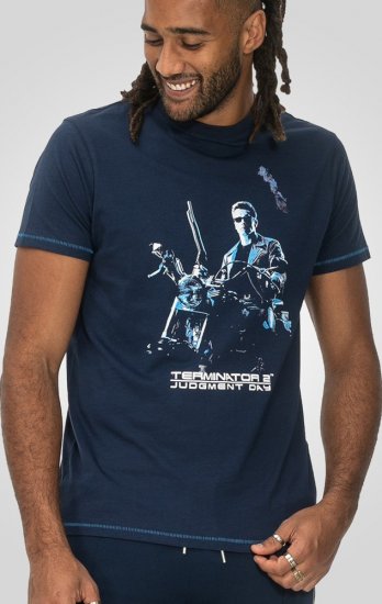 D555 Cameron Official Terminator Printed Crew Neck T-Shirt Dark Navy - Herren-T-shirts - Herren-T-Shirts in großen Größen