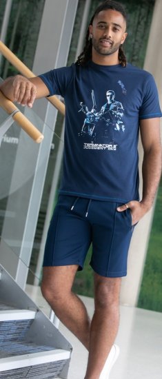 D555 Cameron Official Terminator Printed Crew Neck T-Shirt Dark Navy - Herren-T-shirts - Herren-T-Shirts in großen Größen