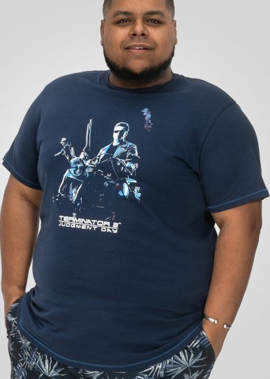 D555 Cameron Official Terminator Printed Crew Neck T-Shirt Dark Navy - Herren-T-shirts - Herren-T-Shirts in großen Größen