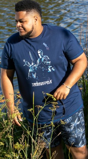 D555 Cameron Official Terminator Printed Crew Neck T-Shirt Dark Navy - Herren-T-shirts - Herren-T-Shirts in großen Größen