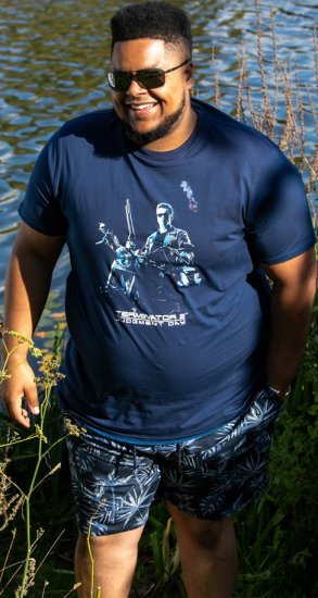 D555 Cameron Official Terminator Printed Crew Neck T-Shirt Dark Navy - Herren-T-shirts - Herren-T-Shirts in großen Größen