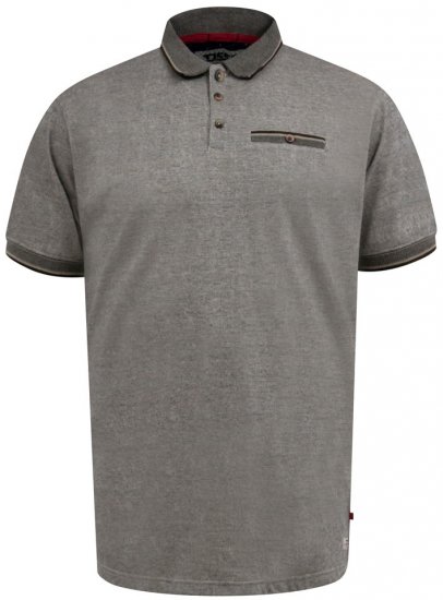D555 Holyhead Struktur-Polo mit Brusttasche Grau - Polo-shirts für herren - Polo-Shirts für Herren in großen Größen
