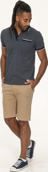 D555 Coventry AOP Polo Shirt Jacquard Collar & Ribbed Cuffs Navy - Polo-shirts für herren - Polo-Shirts für Herren in großen Größen