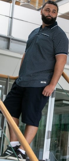 D555 Coventry AOP Polo Shirt Jacquard Collar & Ribbed Cuffs Navy - Polo-shirts für herren - Polo-Shirts für Herren in großen Größen