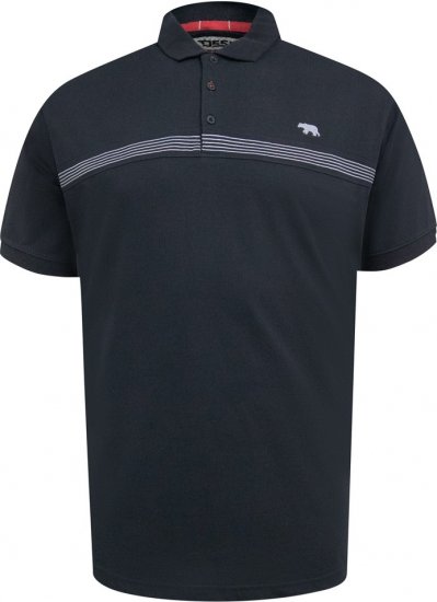 D555 Stafford Cut And Sew Embroidery Stripe Short Sleeve Polo Black - Polo-Shirts für Herren in großen Größen - Polo-Shirts für Herren in großen Größen