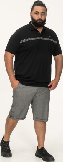 D555 Stafford Cut And Sew Embroidery Stripe Short Sleeve Polo Black - Polo-shirts für herren - Polo-Shirts für Herren in großen Größen