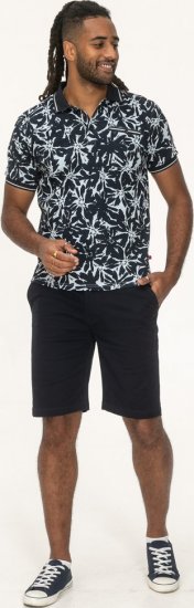 D555 Halifax AOP Hawaiian Print Short Sleeve Polo Blue - Herren-T-shirts - Herren-T-Shirts in großen Größen