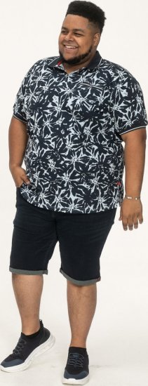 D555 Halifax AOP Hawaiian Print Short Sleeve Polo Blue - Herren-T-shirts - Herren-T-Shirts in großen Größen