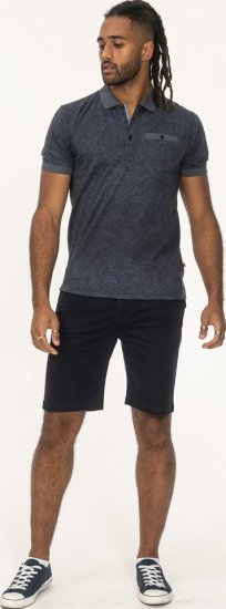 D555 Uttoxeter AOP Leaf Print Short Sleeve Polo Denim - Polo-shirts für herren - Polo-Shirts für Herren in großen Größen