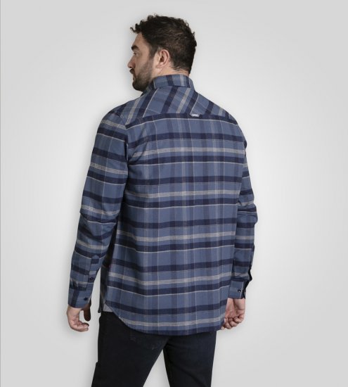 D555 Shrewsbury Long Sleeve with Chest Pocket Blue/Navy Check TALL SIZES - Herrenhemden - Herrenhemden in großen Größen