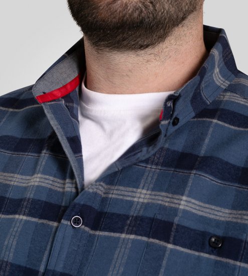 D555 Shrewsbury Long Sleeve with Chest Pocket Blue/Navy Check - Herrenhemden - Herrenhemden in großen Größen
