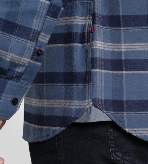 D555 Shrewsbury Long Sleeve with Chest Pocket Blue/Navy Check - Herrenhemden - Herrenhemden in großen Größen
