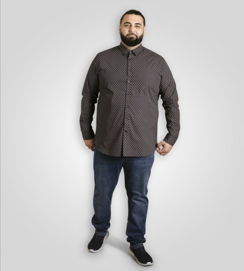 D555 Sheffield Long Sleeve AOP Micro Gold Shirt Navy - Herrenhemden - Herrenhemden in großen Größen