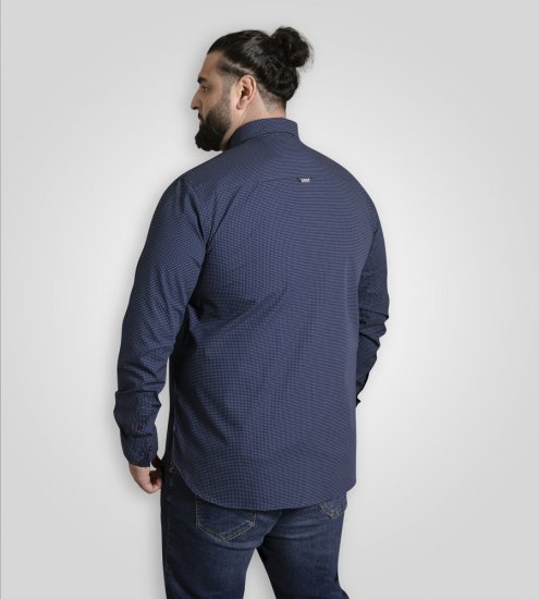 D555 Middlesbrough Long Sleeve AOP Micro Blue Shirt Navy TALL SIZE - Herrenhemden - Herrenhemden in großen Größen