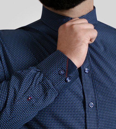 D555 Middlesbrough Long Sleeve AOP Micro Blue Shirt Navy TALL SIZE - Herrenhemden - Herrenhemden in großen Größen