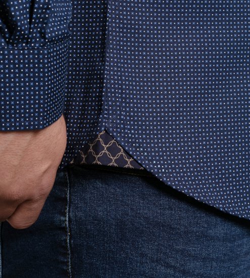 D555 Middlesbrough Long Sleeve AOP Micro Blue Shirt Navy TALL SIZE - Herrenhemden - Herrenhemden in großen Größen