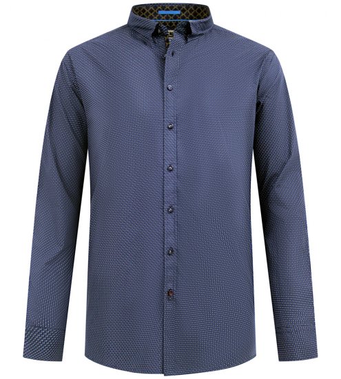 D555 Middlesbrough Long Sleeve AOP Micro Blue Shirt Navy TALL SIZE - Herrenhemden - Herrenhemden in großen Größen