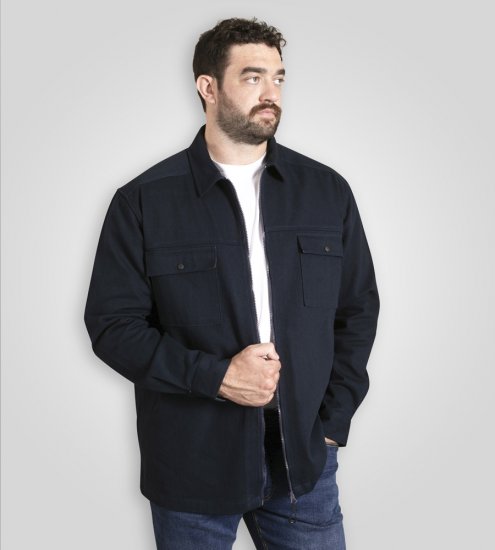 D555 Cleveley Long Sleeve Heavy Shacket Overshirt Navy - Herrenhemden - Herrenhemden in großen Größen