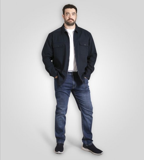 D555 Cleveley Long Sleeve Heavy Shacket Overshirt Navy - Herrenhemden - Herrenhemden in großen Größen