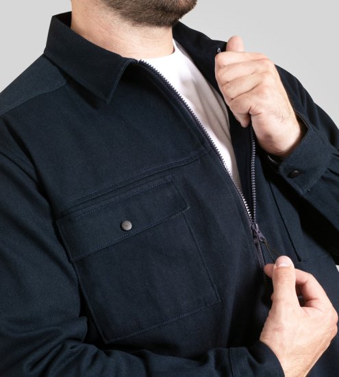 D555 Cleveley Long Sleeve Heavy Shacket Overshirt Navy - Herrenhemden - Herrenhemden in großen Größen
