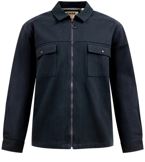 D555 Cleveley Long Sleeve Heavy Shacket Overshirt Navy - Herrenhemden - Herrenhemden in großen Größen