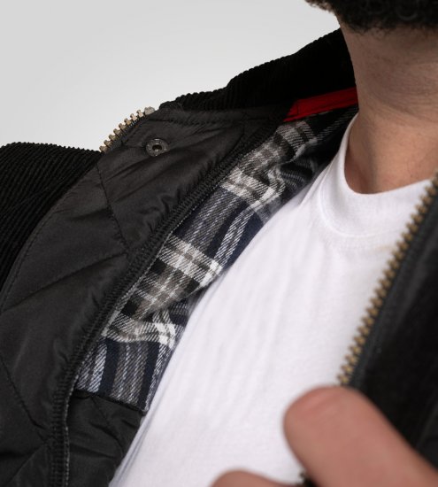 D555 Harborough Quilted Jacket with Corduroy Collar Black - Herren jacken - Herren Jacken in großen Größen