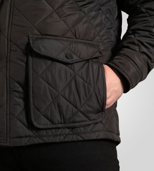 D555 Harborough Quilted Jacket with Corduroy Collar Black - Herren jacken - Herren Jacken in großen Größen
