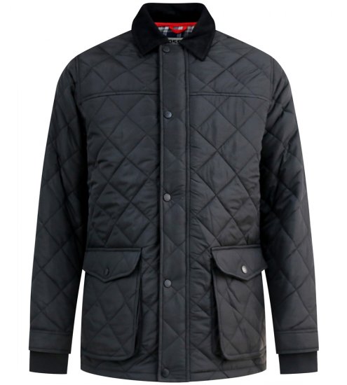 D555 Harborough Quilted Jacket with Corduroy Collar Black - Herren jacken - Herren Jacken in großen Größen