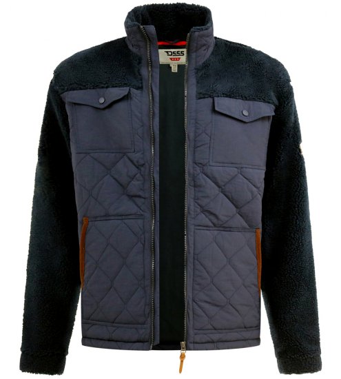 D555 Northampton Hybrid Sherpa Quilted Micro Fleece Jacket Navy - Herren jacken - Herren Jacken in großen Größen