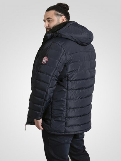 D555 Workington Gepolsterte Jacke mit Kapuze und Sherpafutter Marineblau - Herren jacken - Herren Jacken in großen Größen