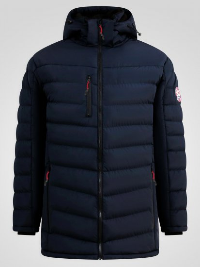 D555 Workington Gepolsterte Jacke mit Kapuze und Sherpafutter Marineblau - Herren jacken - Herren Jacken in großen Größen