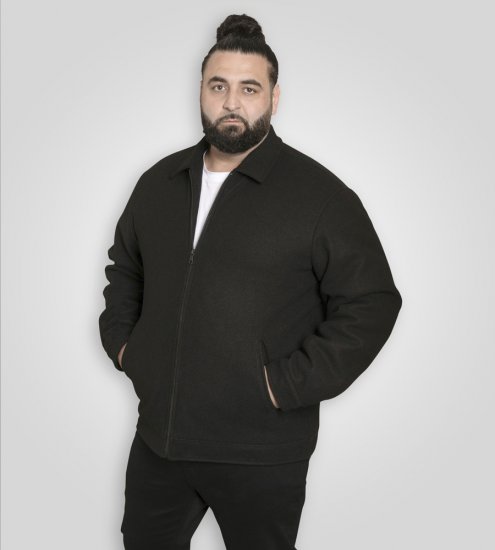 D555 Epsom Harrington Jacket with Zip Through Collared Melton Black - Herren jacken - Herren Jacken in großen Größen
