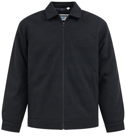 D555 Epsom Harrington Jacket with Zip Through Collared Melton Black - Herren jacken - Herren Jacken in großen Größen