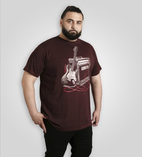 D555 Barnsley Guitar and Amp Crew Neck T-Shirt Burgundy - Herren-T-shirts - Herren-T-Shirts in großen Größen