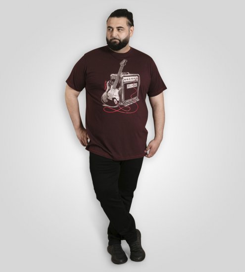 D555 Barnsley Guitar and Amp Crew Neck T-Shirt Burgundy - Herren-T-shirts - Herren-T-Shirts in großen Größen
