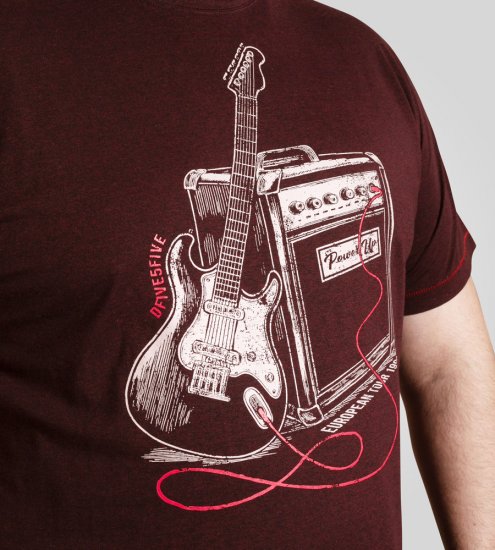 D555 Barnsley Guitar and Amp Crew Neck T-Shirt Burgundy - Herren-T-shirts - Herren-T-Shirts in großen Größen